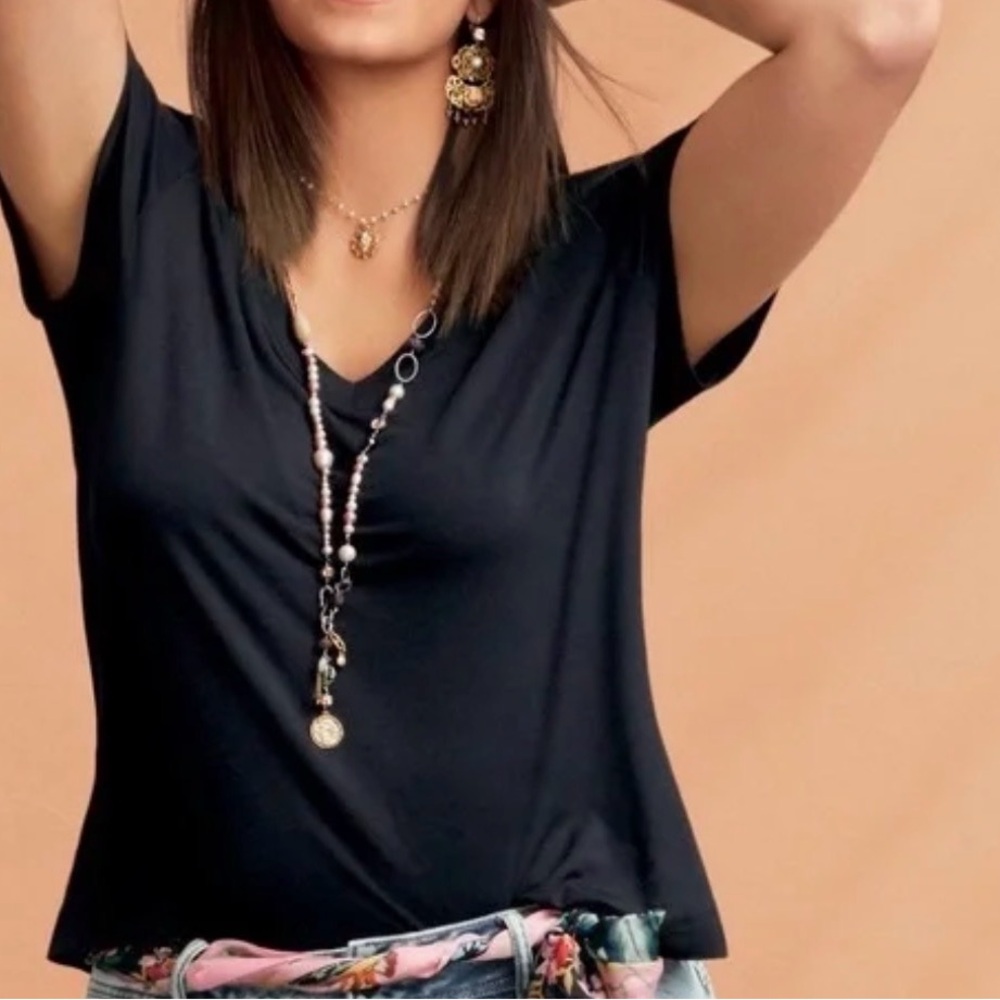 CAbi Black V-Neck Short Sleeve Tee
